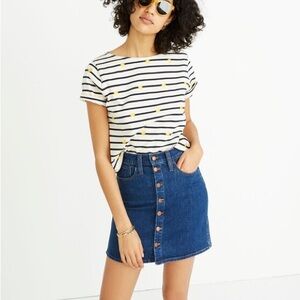Madewell stretch denim mini skirt button front